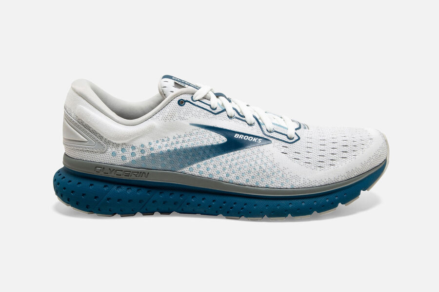 Brooks Herren Glycerin 18 Laufschuhe Weiß/Grau/Navy Sale 178-946217